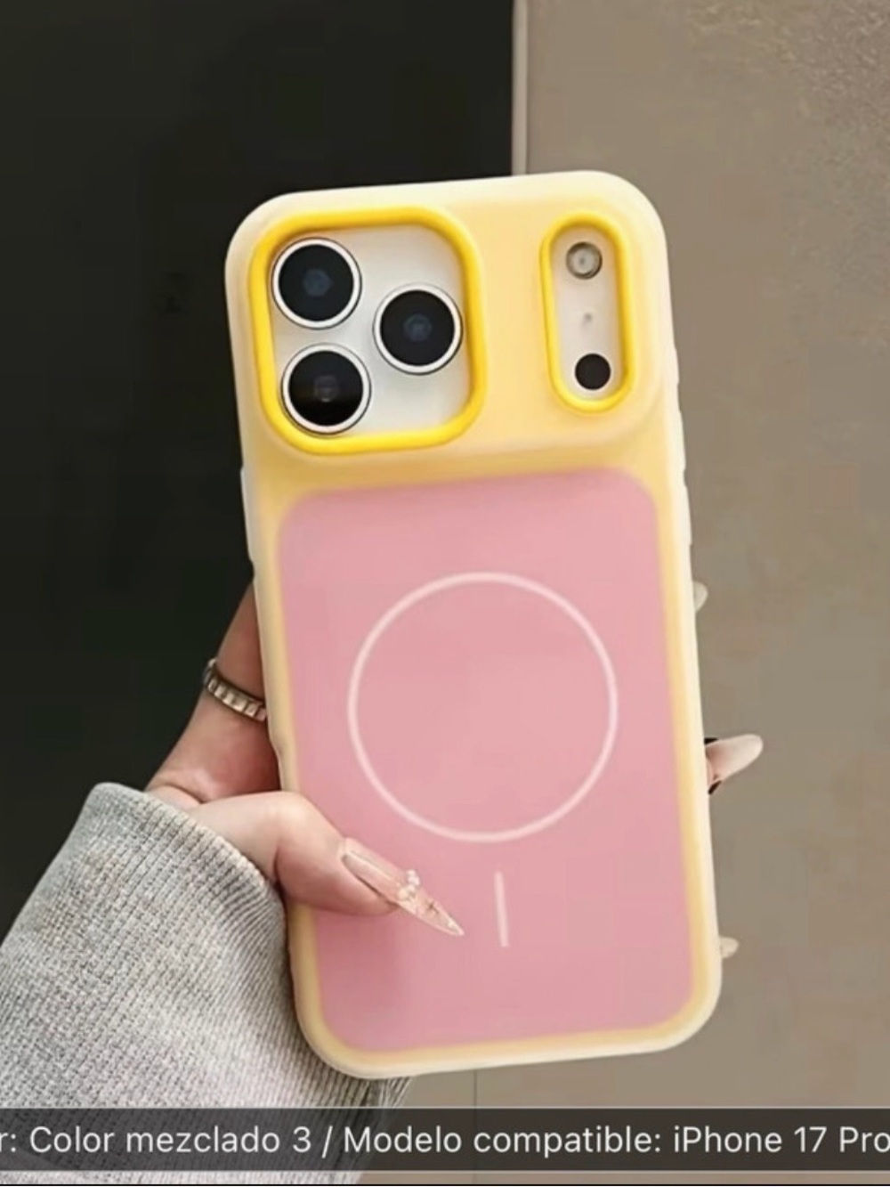 Yellow & Pink MagSafe-Compatible Silicone Phone Case iPhone 17 pro Max